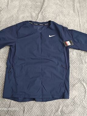 Nike Men’s Navy Blue Windbreaker Jacket Baseball Short-Sleeve Size Large